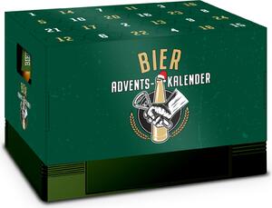 Calendario dell'Avvento Itenga per cassa di birra, verde classico, oro e bianco (motivo 4) Calendario dell'Avvento per cassa di birra