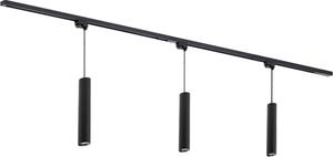 Qub Focus III - Sistema di binari LED - Nero - Monofase - 200 cm - 3 lampade a sospensione GU10 - Forma a I