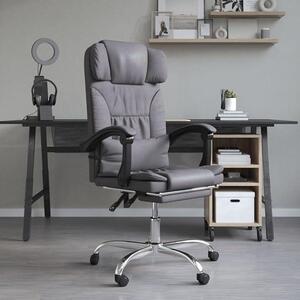 Sedia da ufficio con funzione massaggio, grigia, in ecopelle, ergonomica, regolabile in altezza, girevole, con ruote e braccioli, ideale per l'ufficio domestico, lo studio, il computer, il gaming e l'ufficio