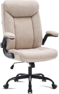 Sedia ergonomica da ufficio, sedia per computer, sedia da scrivania, sedia girevole per l'ufficio con braccioli rialzabili, regolabile in altezza, confortevole per l'ufficio, la casa e il gaming (tessuto beige)