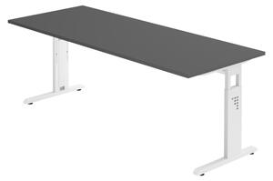 Scrivania bümö Serie O - Finitura: grafite, struttura: bianca, dimensioni: 200 x 80 cm