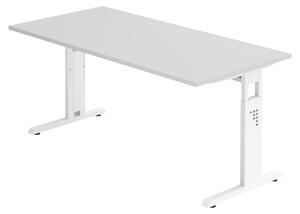 Scrivania bümö Serie-O - Dimensioni: 160 x 80 cm, Decorazione: Grigio, Struttura: Bianco
