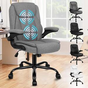 Sedia da ufficio ergonomica, poltrona massaggiante, sedia da scrivania con braccioli regolabili in altezza, sedia girevole con funzione basculante (90°-135°), sedia da computer con rotelle, sedia per riunioni in tessuto, colore nero