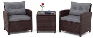 Set di mobili da giardino in rattan KOMFOTTEU, set di mobili da lounge per esterni con 2 poltrone, 1 tavolino, cuscini per seduta e schienale, mobili per balconi piccoli, mobili da lounge per giardino, mobili per terrazza per 2 persone