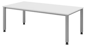 Scrivania bümö Serie Q - Finitura: bianco, struttura: argento, dimensioni: 200 x 100 cm