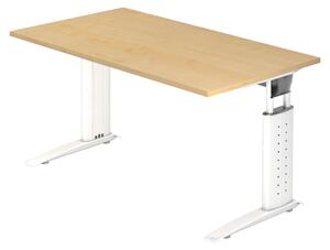 Scrivania bümö Serie U - Finitura: acero, struttura: bianco, dimensioni: 140 x 80 cm