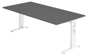 Bümö Scrivania Serie-O - Decorazione: grafite, dimensioni: 200 x 100 cm, struttura: bianco