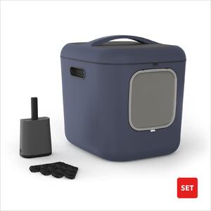 Rotho Lettiera con coperchio Bea XL – 61,4 x 49,5 x 57,3 cm – altezza ingresso 13,5 cm – lettiera grande con filtro, paletta e sportello magnetico – a tenuta stagna e in plastica riciclata