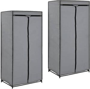Armadio 2 pezzi, grigio, 75x50x160 cm, con asta appendiabiti, armadio in tessuto, armadio per la biancheria, ideale per camera da letto, cameretta, ingresso, per organizzare e riporre