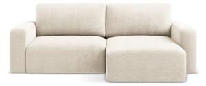 Divano angolare color crema allungabile/con contenitore (con penisola a destra/con chaise lounge) con rivestimento in ciniglia Kona – Makamii