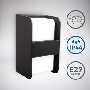 B.K.Licht Lampada da parete per esterni IP44, attacco 1 lampadina E27 non inclusa, luce da muro con striscia centrale, 215x120 mm