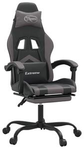 Sedia da Gaming Girevole Poggiapiedi Nero e Grigio Pelle finta