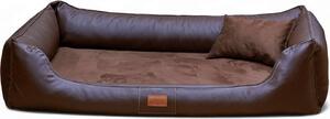Tierlando® MADDOX VIP letto ortopedico per cani VISCO velours Pelle finta S - XXL - Dimensioni: 120x85cm | Colore: 01 Brown