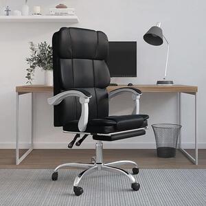 Sedia da ufficio con funzione reclinabile, nera, in ecopelle, regolabile in altezza, girevole, con braccioli e schienale, ergonomica, ideale per l'ufficio domestico, lo studio, la sala conferenze, con una capacità massima di 110 kg