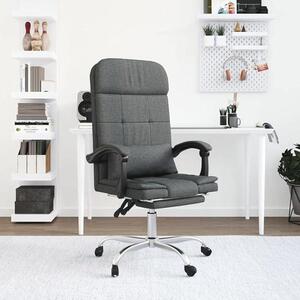 Sedia da ufficio con funzione massaggio, colore grigio scuro. Sedia ergonomica girevole, rivestita in tessuto, con schienale e braccioli regolabili, ideale per lavorare comodamente da casa