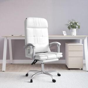 Sedia da ufficio bianca in ecopelle, con funzione massaggio, girevole e regolabile in altezza, dotata di schienale e ruote, ideale per l'ufficio domestico, lo studio, la sala conferenze, dal design ergonomico