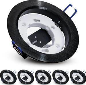 SSC-LUXon set di 6 luci da incasso RX-3 nero spazzolato - design faretto da soffitto cornice rotonda con presa per GX53 (disponibile separatamente)