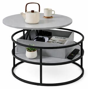 Tavolino Relaxdays, regolabile in altezza, tavolino con vano portaoggetti, dimensioni: 46x80 cm, piano sollevabile, MDF, ferro, grigio/nero