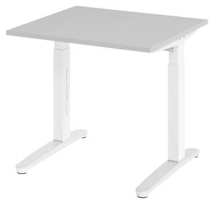 Scrivania bümö serie XB - Dimensioni: 80 x 80 cm, decorazione: grigio, struttura: bianco/alluminio lucido