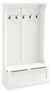 HOMCOM Appendiabiti da Terra 179.7cm con Panca Porta Scarpe, 5 Ganci, Dispositivo Antiribaltamento, per Ingresso, Crema | Aosom Italy