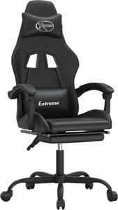 Sedia da Gaming Girevole Poggiapiedi Nero in Pelle finta
