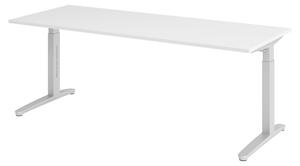 Scrivania bümö Serie XB - Finitura: bianco, struttura: argento, dimensioni: 200 x 80 cm