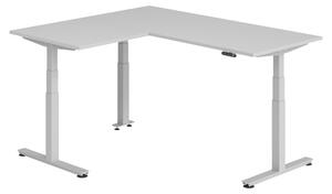 Scrivania angolare bümö regolabile elettricamente in altezza, forma a L - Struttura: argento, decorazione: grigio, dimensioni: scrivania angolare 180 x 160 cm