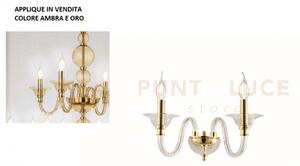 Applique tebe 2 luci ambra e oro attacco e14 l.35cm