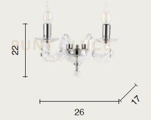 Applique cherubini 2 luci tortora e cromo attacco e14 l.26cm