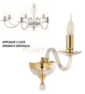 Applique paganini cristallo cromo 1 luci attacco e14 h.30cm
