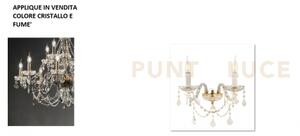Applique opera 2 luci cristallo e fume' attacco e14 l.37cm