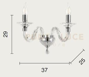 Applique gala 2 luci attacco e14 fume' e cromo l.37cm