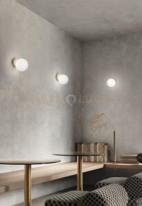 Pallina applique 1 luce attacco g9 oro con sfera opale bianca d.14cm