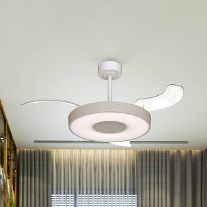 Mantra Iluminación Ventilatore da soffitto LED Smart Coin Mini, beige/bianco, CC, silenzioso dimmerabile, Crema / Ambra, Soggiorno / Sala da pranzo, Metallo, Moderno