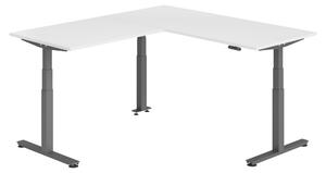 Scrivania angolare bümö regolabile elettricamente in altezza, forma a L - Finitura: bianco, struttura: grafite, dimensioni: scrivania angolare 180 x 200 cm
