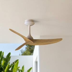 Mantra Iluminación Ventilatore da soffitto Ipanema, bianco/legno, DC, silenzioso, telecomando, IP44 Ipanema, Bianco / Opale, Soggiorno / Sala da pranzo, Metallo, Moderno