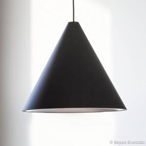 FLOS String light Lampada a sospensione, cavo da 12 m, cono STRING, dimmerabile, Nero, Soggiorno / Sala da pranzo, Alluminio, Design, Lampada a sospensione