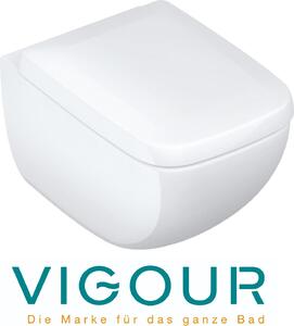 VIGOUR WHITE WC sospeso senza bordo con CarePlus con sedile WC SoftClose TakeOff, bianco
