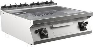 Piastra per barbecue a gas Mareno M1-700 con 2/3 piastra liscia e 1/3 piastra cromata a coste, 80 cm