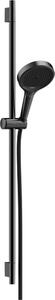 Set doccia hansgrohe Rainfinity 130 3jet EcoSmart con barra doccia S Puro 90 cm, supporto manuale con pulsante e flessibile doccia in tessuto Designflex 160 cm, finitura cromo spazzolato nero