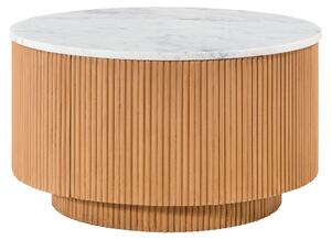 MASSIVMOEBEL24 | Tavolino da salotto in legno di mango 80x80x45 Laccato marrone - marmo bianco BARCELONA #520