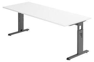 Scrivania bümö Serie O - Finitura: bianco, struttura: grafite, dimensioni: 200 x 80 cm