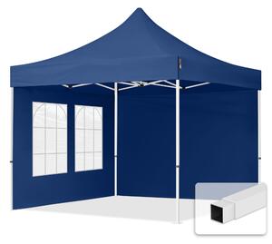 TOOLPORT 3x3m gazebo pieghevole con laterali (finestre), ECONOMY acciaio, blu scuro