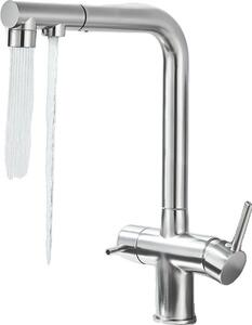 Rubinetto da cucina Cleaner, erogatore estraibile, doppio comando, nichel spazzolato A