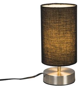 QAZQA - Lampada da tavolo moderna I Lampada da tavolo I Lampada I Lampada nera con acciaio I Argento I nichel opaco - Milo 2 I Soggiorno I Camera da letto I Lampada da comodino - Cilindro in acciaio I Rotonda - Adatta a LED E14