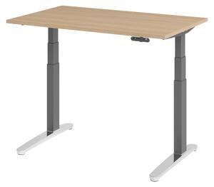 Scrivania elettrica bümö XBHM - Dimensioni: 120 x 80 cm, finitura: rovere, struttura: grafite/alluminio lucido