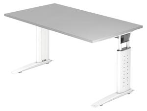 Scrivania bümö Serie U - Finitura: grigio, struttura: bianco, dimensioni: 140 x 80 cm