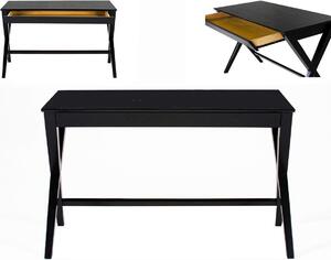 Scrivania Writex 120x60x75 cm laccata nera impiallacciata rovere albero di gomma