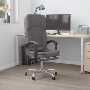 Sedia da ufficio con funzione massaggio, grigia, in ecopelle, regolabile in altezza. Sedia girevole con braccioli, schienale, supporto lombare e poggiatesta, ideale per l'ufficio domestico e lo studio