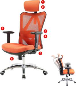 Sedia da ufficio SIHOO sedia da scrivania, ergonomica, supporto lombare regolabile, portata 150 kg ~ senza poggiapiedi, arancione